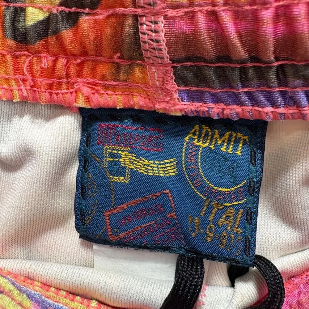 Vintage 90s Passport Stirrup Ski Pants Size 14 Abstract Geometric Stretch D-Ring